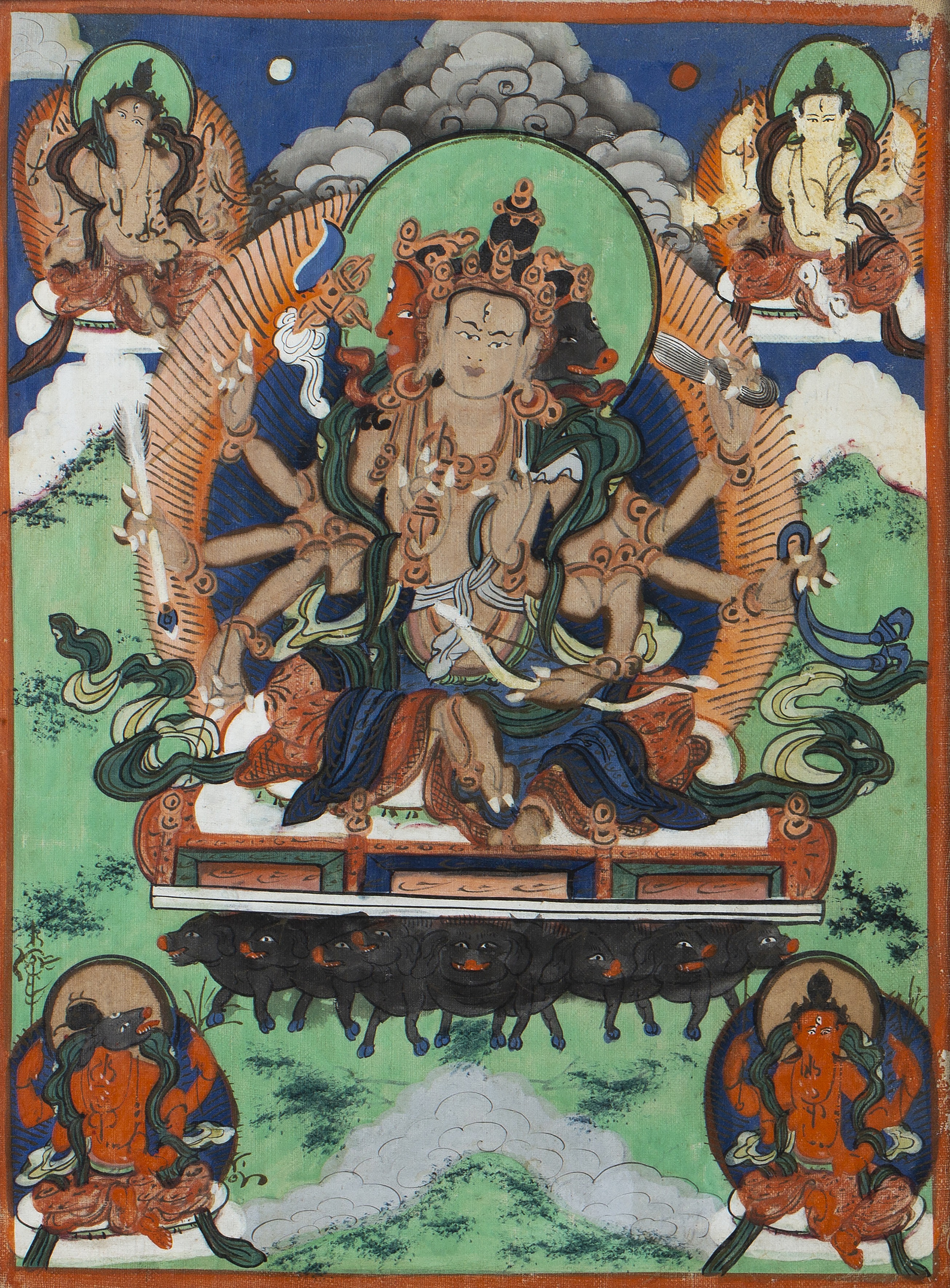 Appraisal: Tibetan Thangka th Century possibly depicting Chos-Skyong deities Protectors of