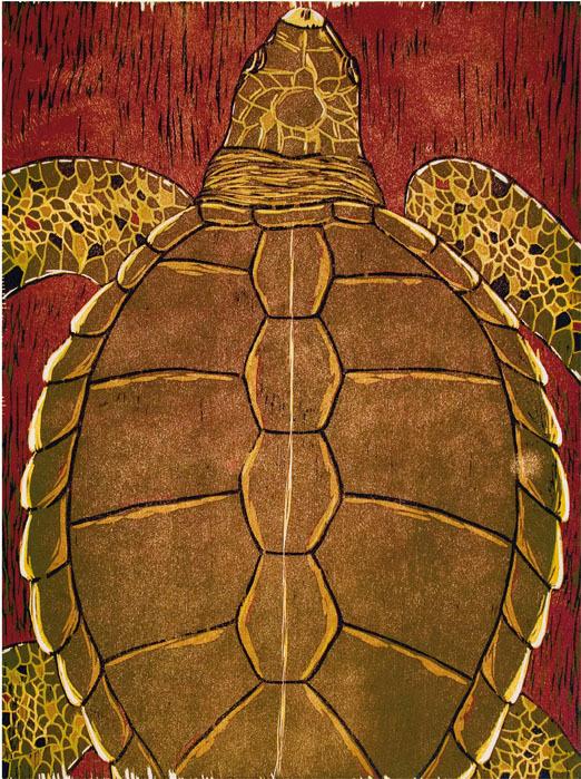 Appraisal: Lisa StudierTwo woodcuts printed in colors Kemps Ridley Turtle numbered