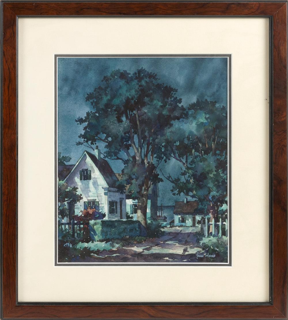 Appraisal: JOHN CUTHBERT HARE MASSACHUSETTS FLORIDA - SEASIDE COTTAGES AT DUSK