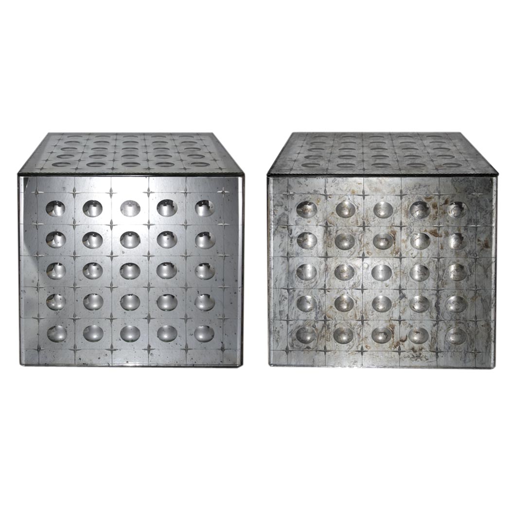 Appraisal: Pair of Mirrored Cubes Height inches inches square