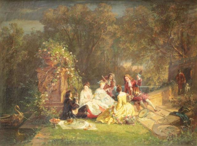 Appraisal: VON WILLE August Oil on Canvas Courting Scene Signed lower