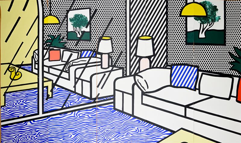 Appraisal: ROY LICHTENSTEIN - WALLPAPER WITH BLUE FLOOR INTERIOR Screenprint in