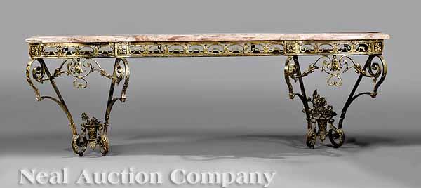 Appraisal: A Decorative Gilt Patinated Wrought Iron Console of Rococo Inspiration