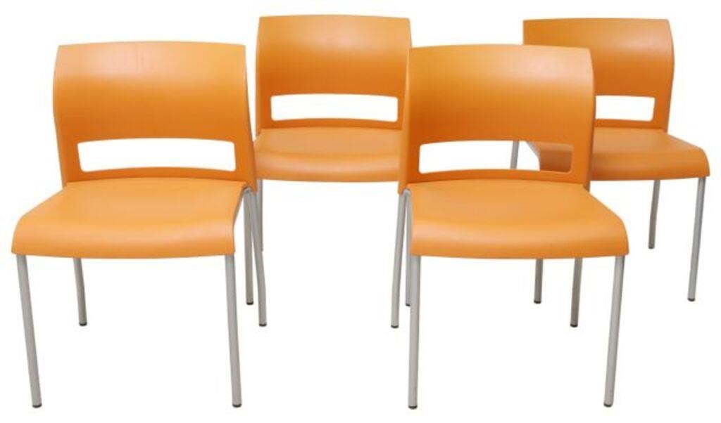 Appraisal: STEELCASE 'MOVE' BURNT ORANGE STACKING CHAIRS lot of Contemporary Move