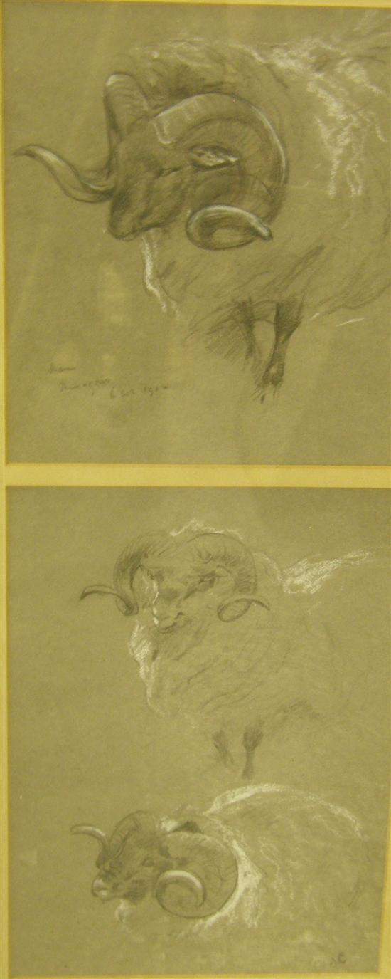 Appraisal: John Charlton A R A Charcoal drawings three drawings of