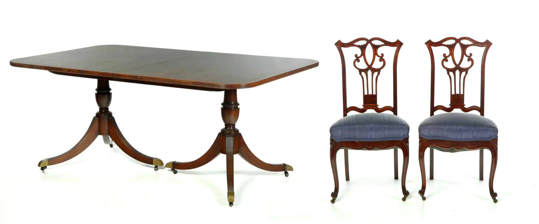 Appraisal: AMERICAN ASSEMBLED NINE-PIECE DINING SET Late th century Federal-style double