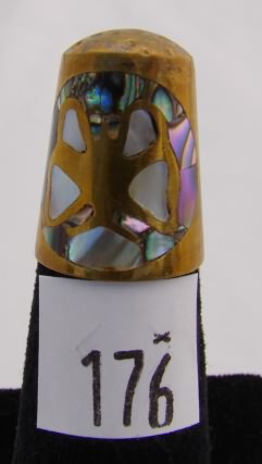 Appraisal: Gold tone thimble with inlay