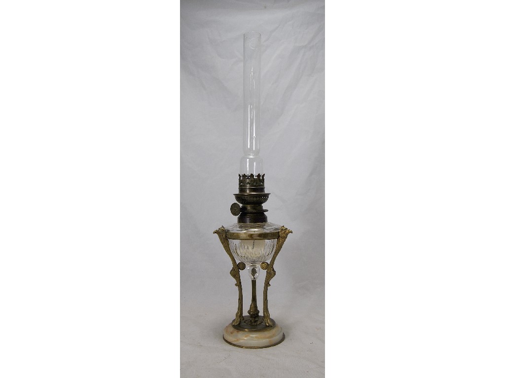 Appraisal: A th century French onyx based gilt bronze oil lamp