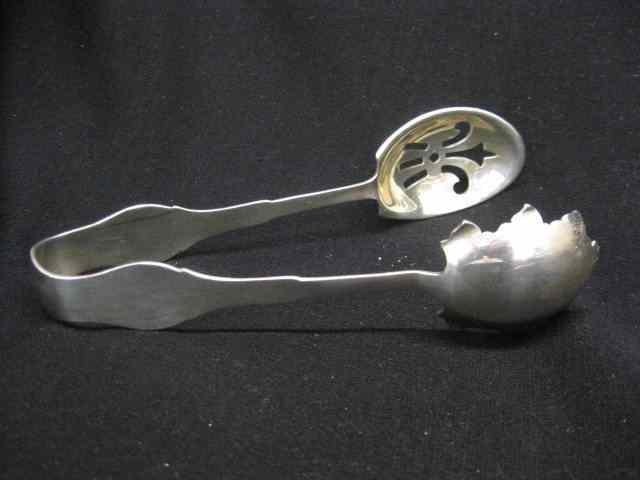 Appraisal: Sterling Silver Ice Tongs fancy paw pierced bowl end excellent