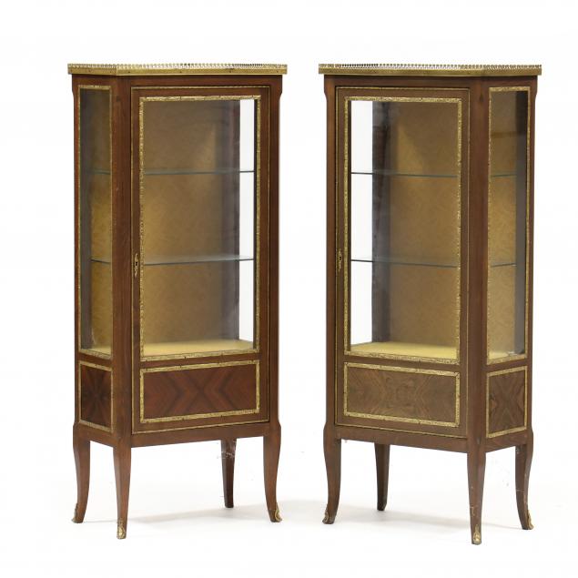 Appraisal: PAIR OF FRENCH EMPIRE STYLE DIMINUTIVE VITRINES Mid- th century