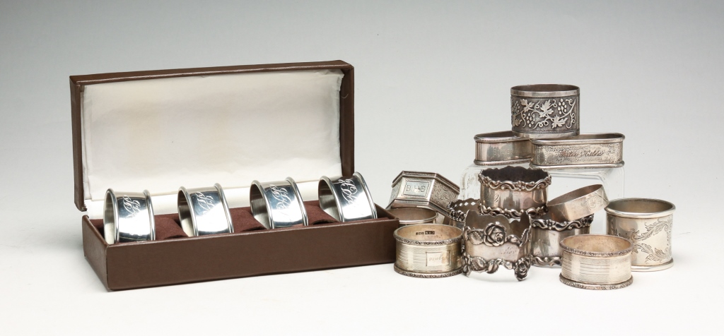 Appraisal: COLLECTION OF STERLING NAPKIN RINGS Nineteenth and th centuries Different