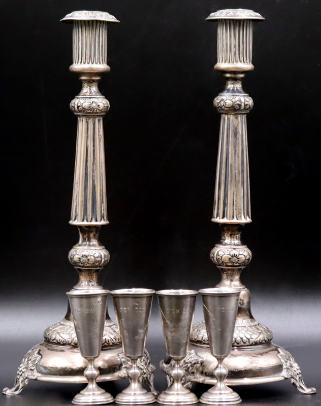 Appraisal: JUDAICA Russian Silver Judaica Grouping Including a pair of signed