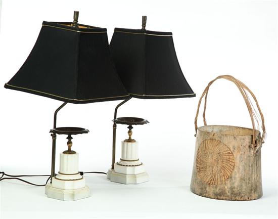 Appraisal: PAIR OF LAMPS AND A BUCKET European late th-late th