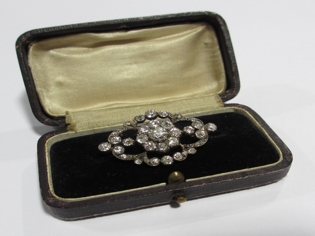 Appraisal: A late th century diamond brooch of open quatrefoil design