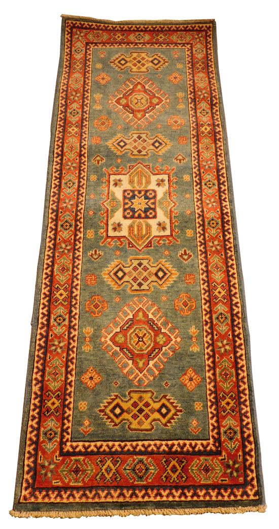 Appraisal: RUG Uzbek Kazak runner geometric motif ' x '