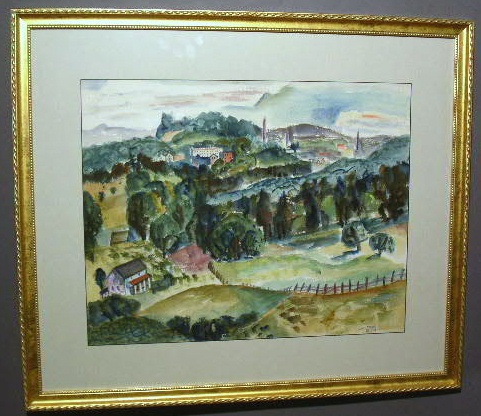 Appraisal: Dirk Nathaniel American - watercolor painting of a landscape and