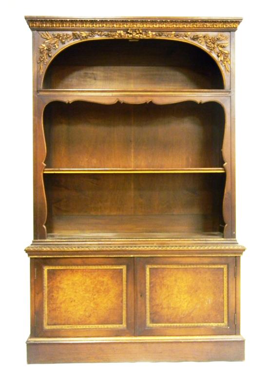 Appraisal: Cabinet with carved freize three open shelves over two paneled