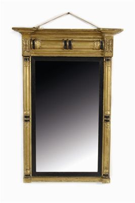 Appraisal: A late Regency giltwood and gesso wall mirror with ebonised