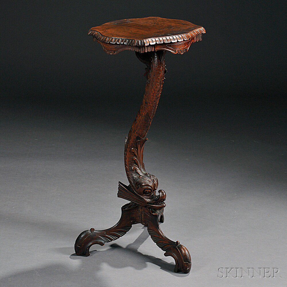 Appraisal: Italian Walnut Grotto Table late th early th century shaped