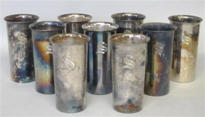 Appraisal: set of nine sterling silver mint julep cups th century