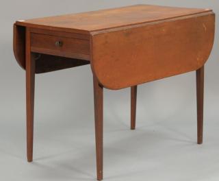 Appraisal: Federal cherry drop leaf table with four drawers circa ht