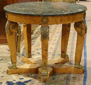 Appraisal: Biedermeier style burl center table Biedermeier style burl center table