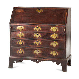 Appraisal: A Chippendale Carved and Figured Mahogany Slant-Front Desk Likely Massachusetts