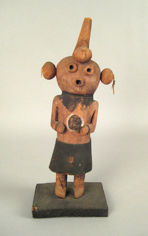 Appraisal: Koyemsi mud head Kachina doll painted in reddish brown with