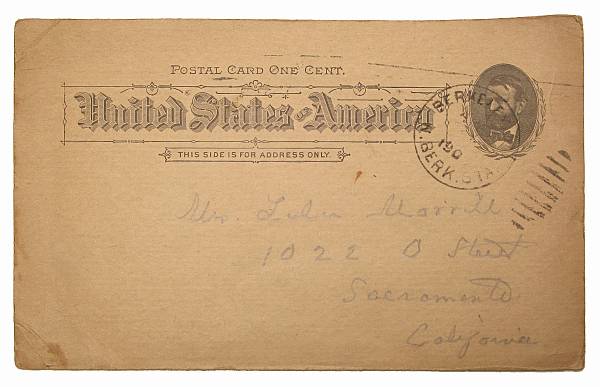 Appraisal: SAN FRANCISCO EARTHQUAKE Autograph Postcard Signed Uncle Emmet in pencil