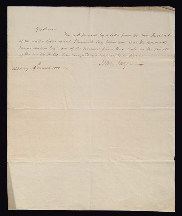 Appraisal: JOHN JAY - SIGNED LETTER Statesman Chief Justice of the