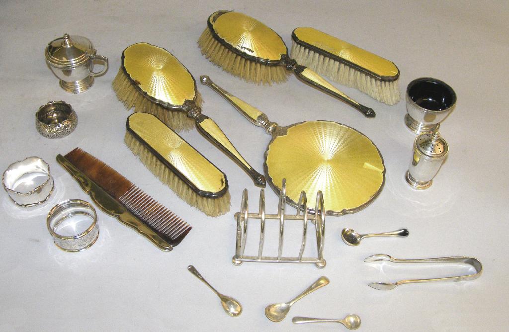 Appraisal: Mixed selection of assorted silver including a yellow enamel part