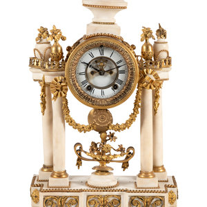 Appraisal: An Ansonia Gilt Bronze Mounted Marble Mantel Clock Circa Height