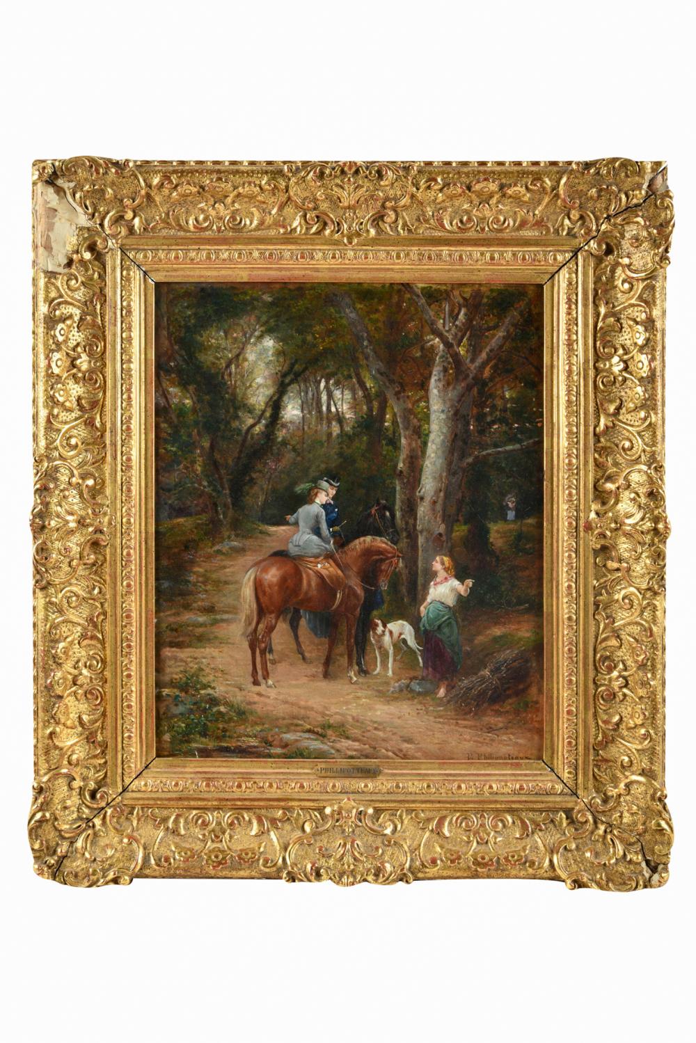 Appraisal: PAUL PHILIPPOTEAUX - HORSEBACK RIDE oil on canvas signed lower