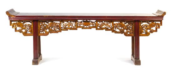 Appraisal: Sale Lot A Gilt and Red Lacquered Elmwood Altar Table