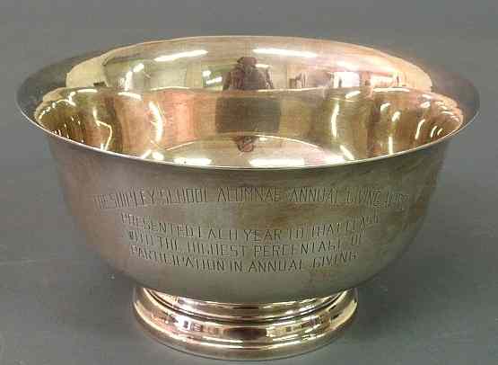 Appraisal: Sterling silver Paul Revere style bowl inscribed The Shipley School