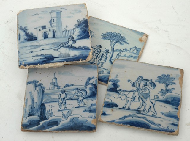 Appraisal: A COLLECTION OF TH CENTURY DUTCH DELFT TILES Tin glazed