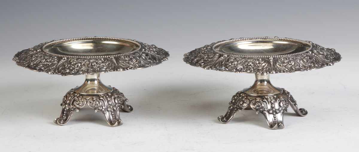 Appraisal: Pair of Sterling Silver Tazzas Late th cent Pierced reticulated