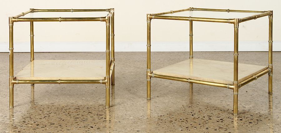 Appraisal: PAIR BRASS BAMBOO CUBE FORM SIDE TABLES C A pair