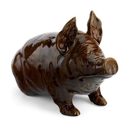 Appraisal: WEMYSS LARGE PIG FIGURE CIRCA decorated with a treacle glaze