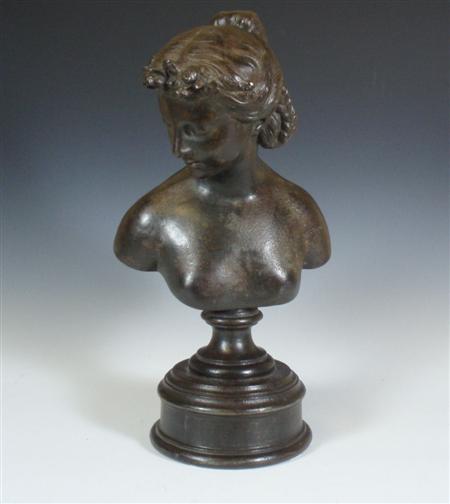 Appraisal: A cast iron bust of Flora the Goddess of Spring