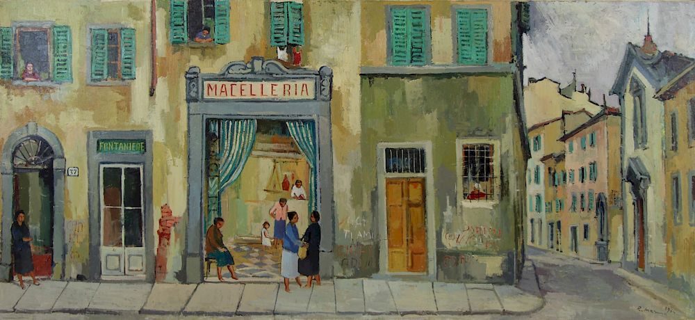 Appraisal: RODOLFO MARMA ITALIAN - Oil on Canvas Macelleria Signed and