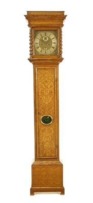 Appraisal: An day walnut marquetry longcase clock the inch brass dial