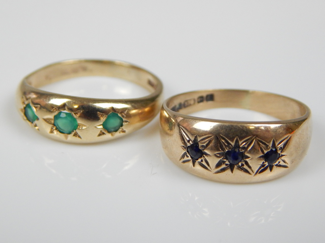 Appraisal: Two ct gold dress rings each with three illusion set