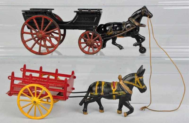 Appraisal: Lot of Cast Iron Animal-Drawn Cart Toys Includes one pulled