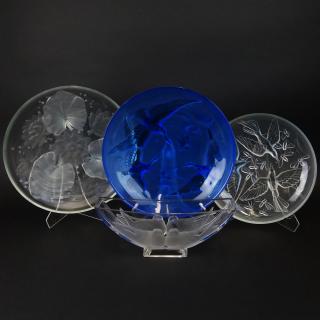 Appraisal: Lot of Four Verlys Glass Item Including a deep blue