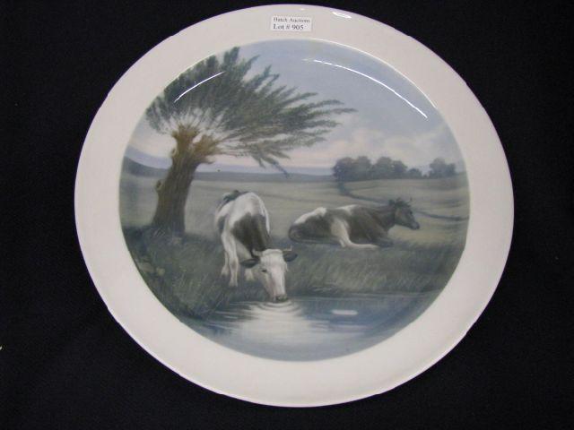 Appraisal: Fine Danish Porcelain Wall Plate with cows by the stream