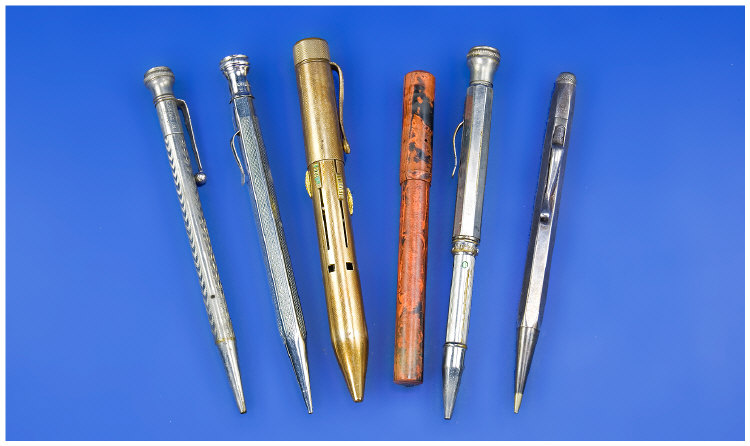 Appraisal: Collection Of Five Metal Pencils One Marked silver and a