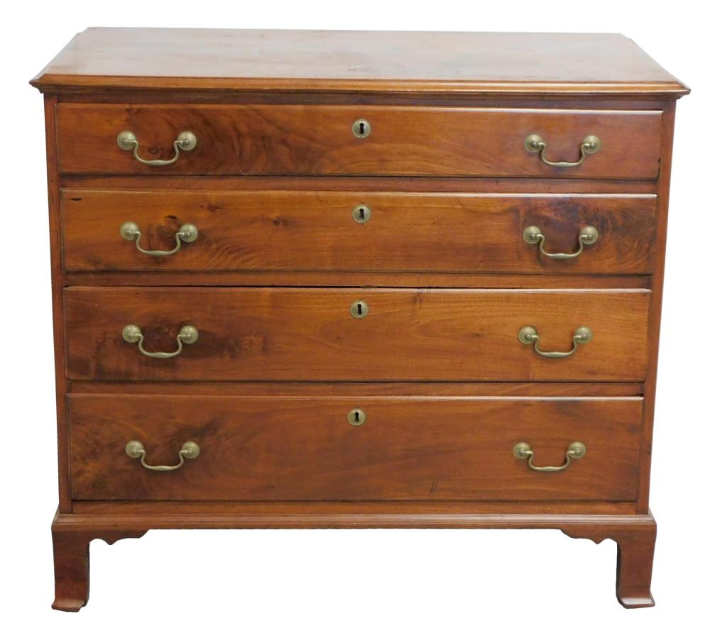 Appraisal: Chest of four drawers Delaware Valley late th C walnut