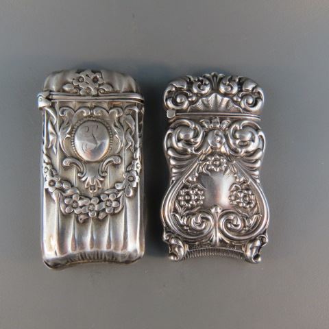 Appraisal: Sterling Silver Match Safes florals one by Whiting