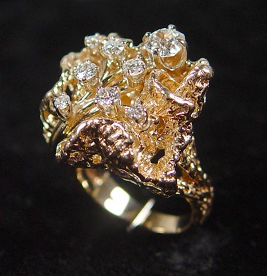 Appraisal: Ladies Gold Diamond Ring k yellow gold grams ct center